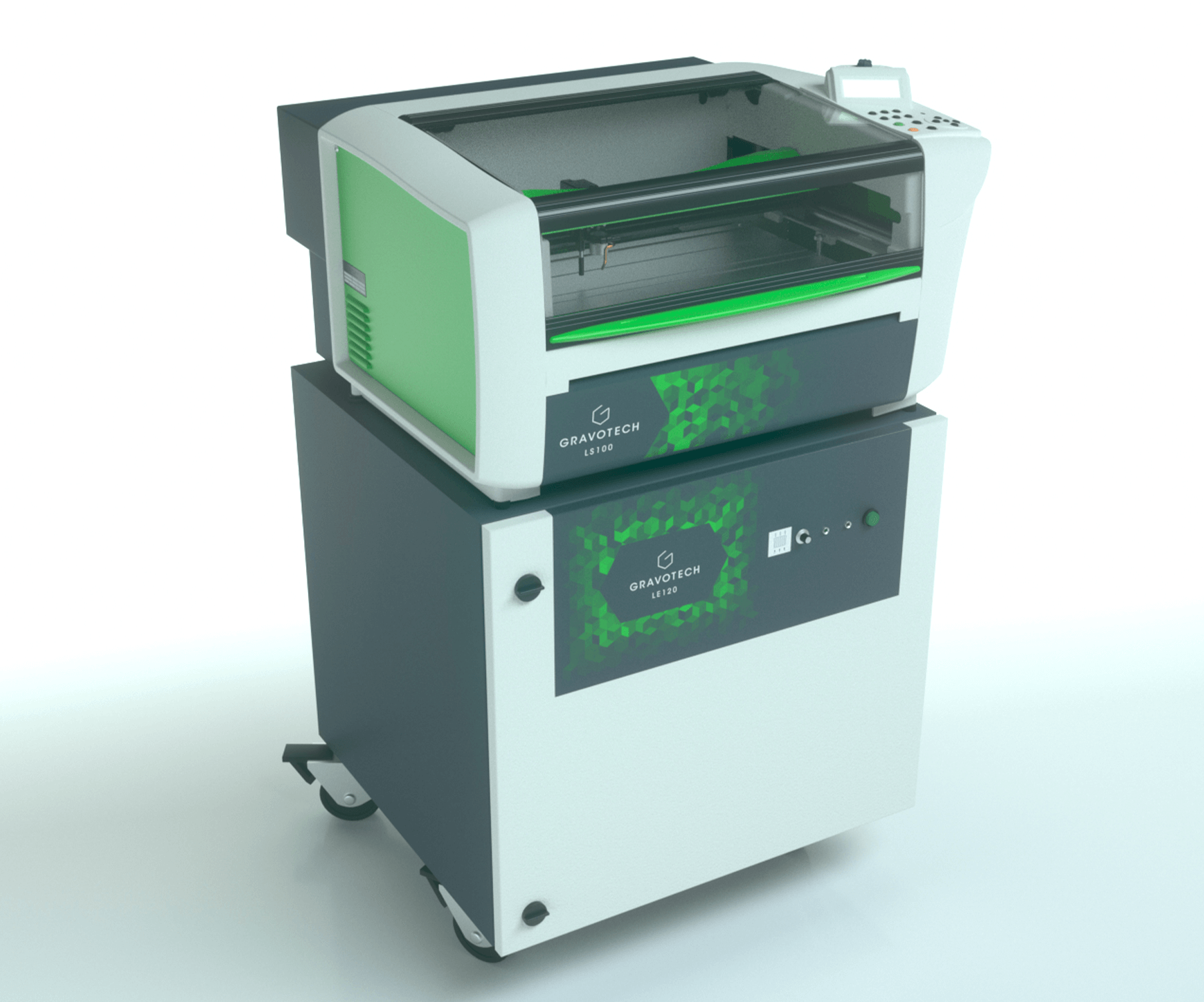 Maquina laser grabado recorte LS100 extractor humos